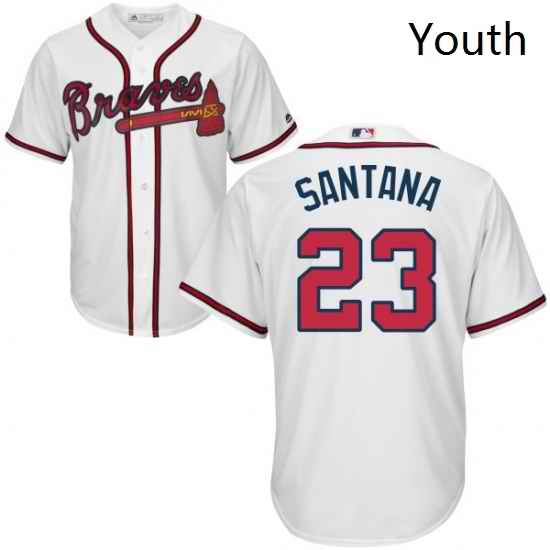 Youth Majestic Atlanta Braves 23 Danny Santana Authentic White Home Cool Base MLB Jersey